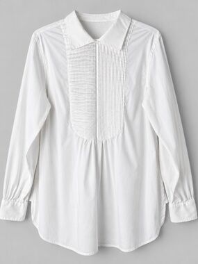 By Malene Birger CARLTHON White Pleated Bib Longline Tunic Shirt EU 38 M Luxury
